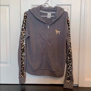 Victoria’s Secret “Pink” gray zip-up sweatshirt!